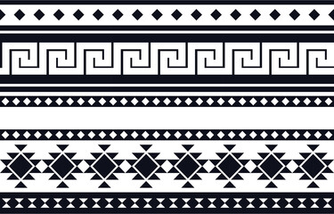 Ethnic patterns. Aztec seamless geometric pattern on white back. Designed for bakcground borders or frames. - obrazy, fototapety, plakaty
