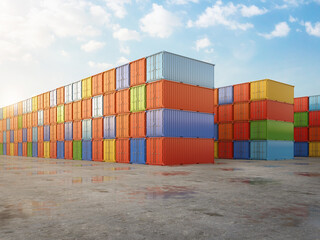 stack of containers at container port