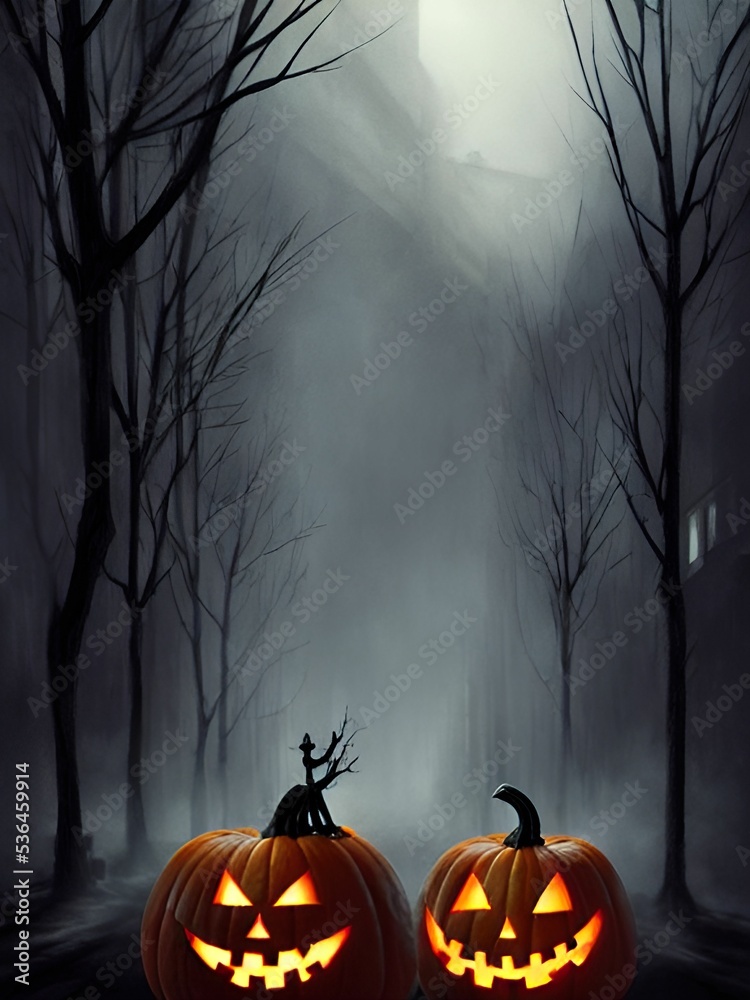 Wall mural Illustration of scary pumpkin for Halloween