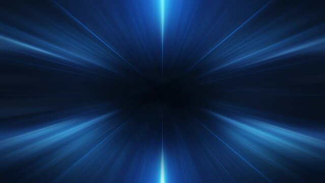 Abstract creative blue light shine radial for technology and communication background.  Blue light, neon glowing rays in motion. 