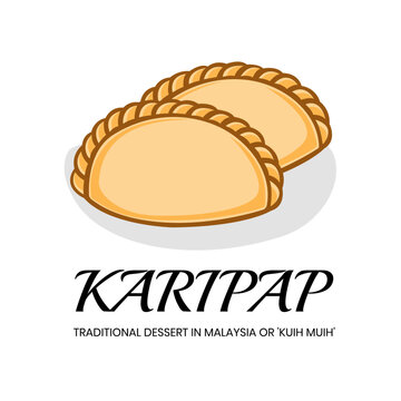 Vector illustration Curry puff or 'Kuih Karipap'. Popular Snack or cuisine breakfast at Malaysia.