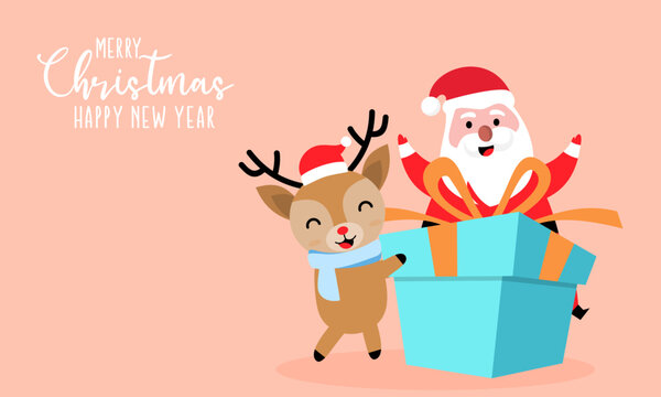 Santa claus and deer background, christmas day vector