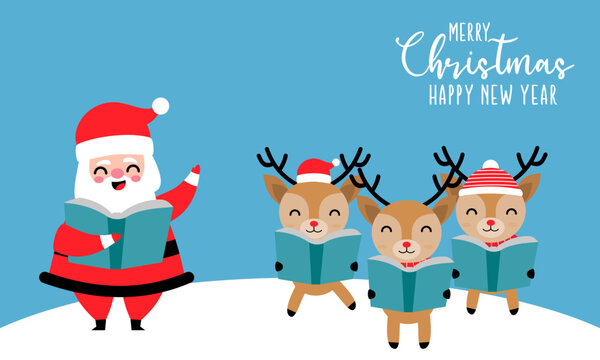 Santa claus and deer background, christmas day vector