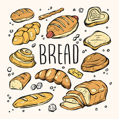 set of types of bread