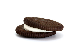 cookies chocolate with cream filling between isolated on white background