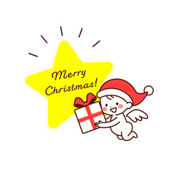 プレゼントを持つ可愛いサンタクロース天使　クリスマス素材