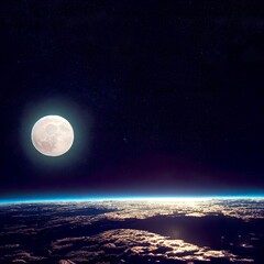 Fototapeta na wymiar Full moon in night sky. Beautiful background with moon Digital art