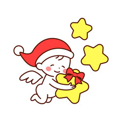 プレゼントを持つ可愛いサンタクロース天使　クリスマス素材