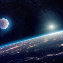 Obraz na płótnie Canvas Full moon in night sky. Beautiful background with moon Digital art