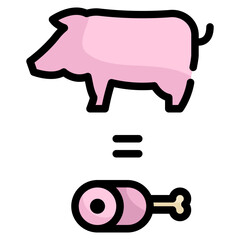 pig pork filled outline icon