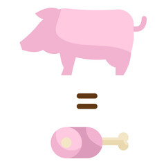 pig pork flat icon