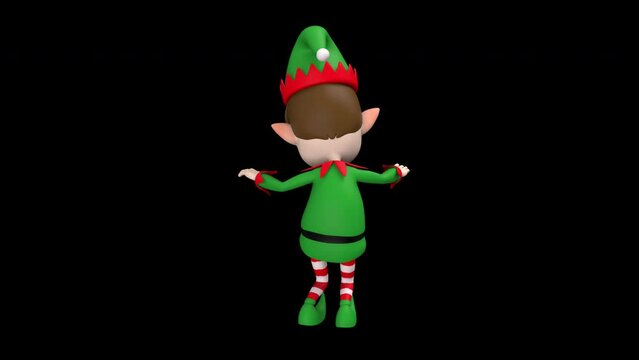 Christmas elf dance - 3d render looped with alpha channel.