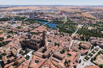 Aerial view of Salamanca Cathedral in Spain.