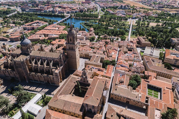 Fototapeta premium Aerial view of Salamanca Cathedral in Spain.