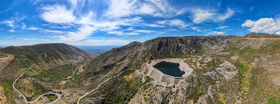 Aerial panoramic view of the "Serra da Estrela", Star Mountain Range, natural park. Portugal.