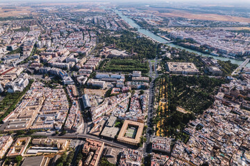 Aerial view of Seville city, Spain.