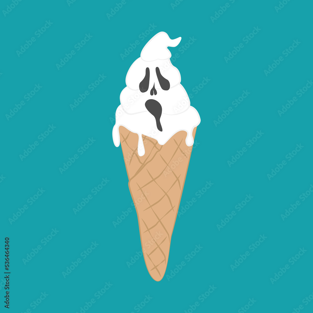 Wall mural Ice Scream cone ghost melting vector illustration