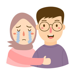 Obraz premium Cute couple young man and woman cartoon