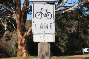 bike path sign on pole