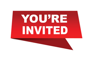 You're invited vector illustration. Red vector speech with white background