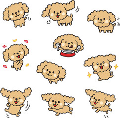 トイプードルのゆるい手描きポーズセット2