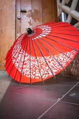 red and white umbrella