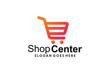 Shopping store logo design vector, ecommerce icon