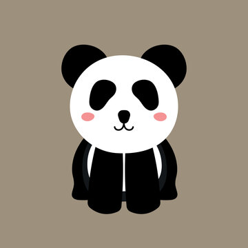 Cute Little Panda Sitting Wild Animal in Animated Cartoon Vector Illustration