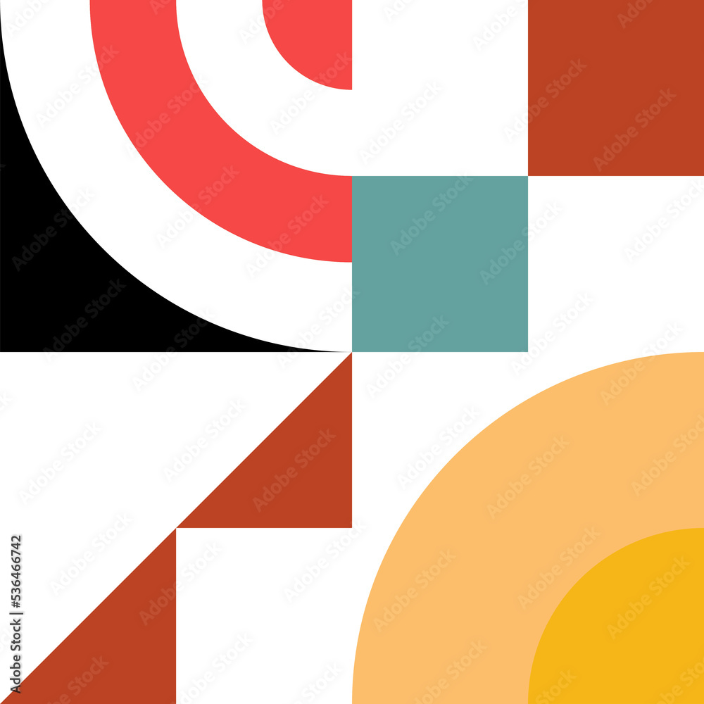 Poster Trendy geometric square with abstract patterns in multiple colors and shapes. Creative contemporary design element for decoration of pop theme design.	