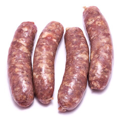 Raw beef or pork grill sausage isolated on white background