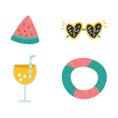 Colorful hand drawn summer sticker collection