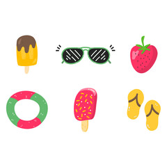 Draw collection stickers summer concept