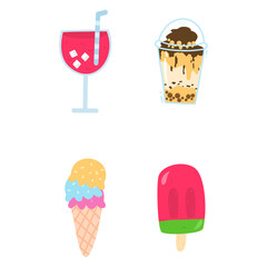 hand drawn drink and ice cream