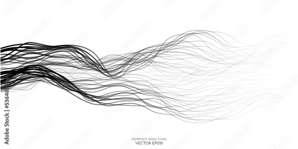 Aufkleber Vector abstract wavy lines flowing dynamic isolated on white background for concept of AI technology, digital, communication, 5G, science, music