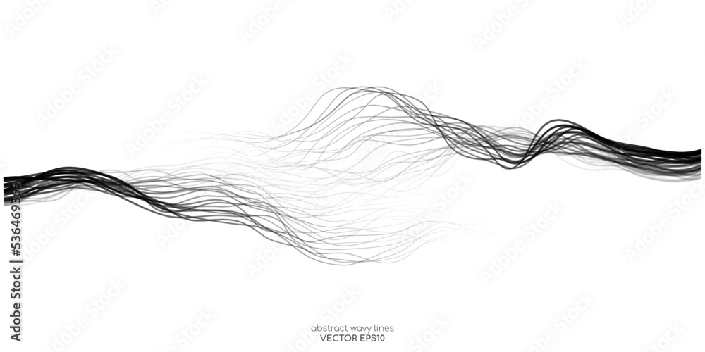 Poster Vector abstract wavy lines flowing dynamic isolated on white background for concept of AI technology, digital, communication, 5G, science, music