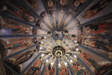 Obraz premium interior of the church iconostasis icons objects of worship altar religion crucifixion