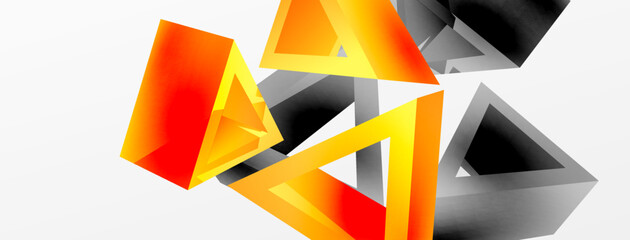 3d triangle abstract background. Basic shape technology or business concept composition. Trendy techno business template for wallpaper, banner, background or landing