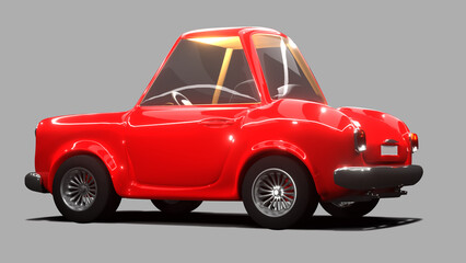 Fototapeta na wymiar Cartoony-looking red classic concept car 3d model