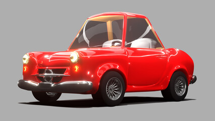 Obraz na płótnie Canvas Cartoony-looking red classic concept car 3d model