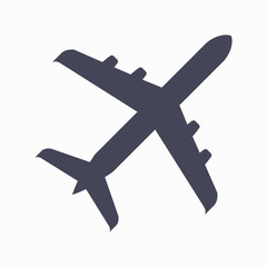 Fototapeta na wymiar Passenger airliner silhouette. Aircraft top view icon. Flat vector illustration isolated on white background.