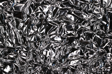 crumpled foil abstract background black and white silver effect
