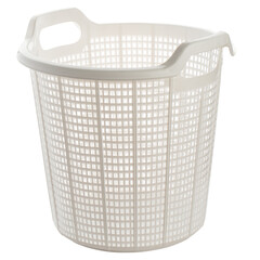 White color plastic basket isolated on alpha background