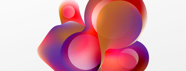 Fluid abstract background. Liquid color gradients composition. Round shapes and circle flowing design for wallpaper, banner, background or landing
