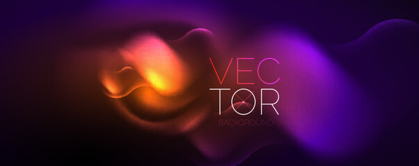 Neon glowing waves, magic energy space light concept, abstract background wallpaper design