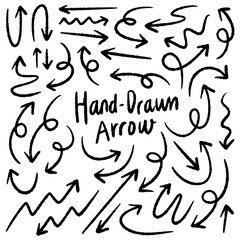 set of hand drawn arrows vector