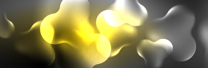 Glowing neon lights abstract shapes composition. Magic energy concept. Template for wallpaper, banner, background or landing