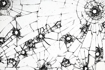 group of bullet holes on the glass abstract background window