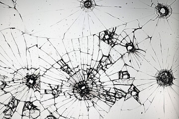 group of bullet holes on the glass abstract background window