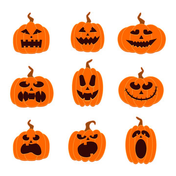 Set of 9 Spooky Halloween Pumpkins