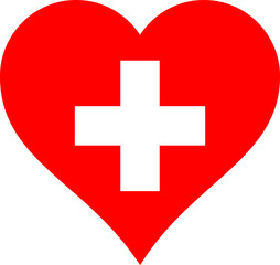 Switzerland Heart Flag. Swiss Love Shape Country Nation National Flag Sign Symbol Banner. Transparent PNG Flattened JPG Flat JPEG